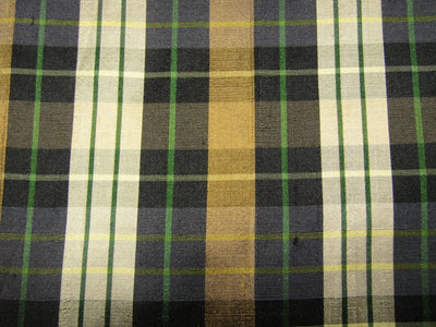 100% silk dupion brown black and beige Plaids fabric 54" wide DUPNEWC17[4]