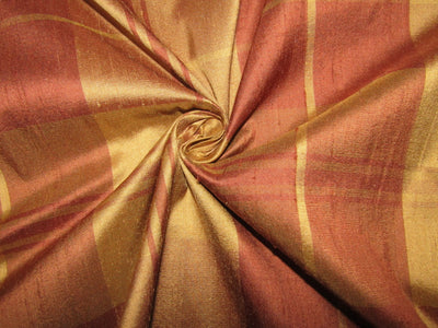 100% silk dupion brown and gold Plaids fabric 54" wide DUPNEWC19[5]