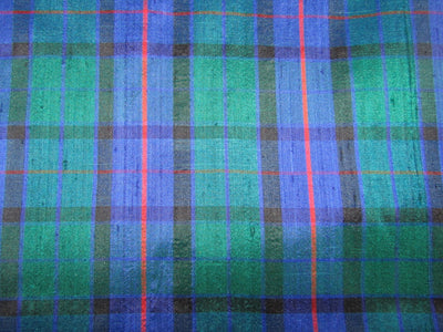 100% silk dupion blue green red Scottish tartan Plaids fabric 54" wide DUPNEWC14[3]