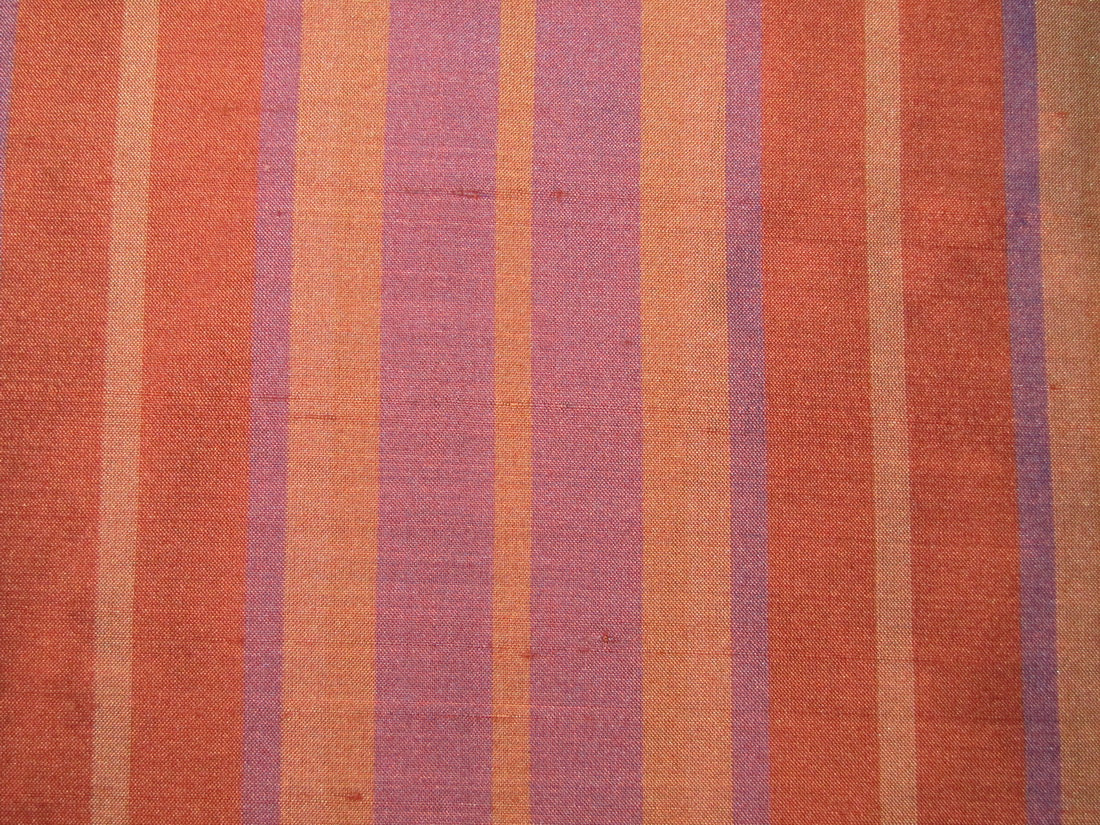 100% silk dupion brown purple rust stripes 54" wide sold by the yard DUPNEWS7[2]