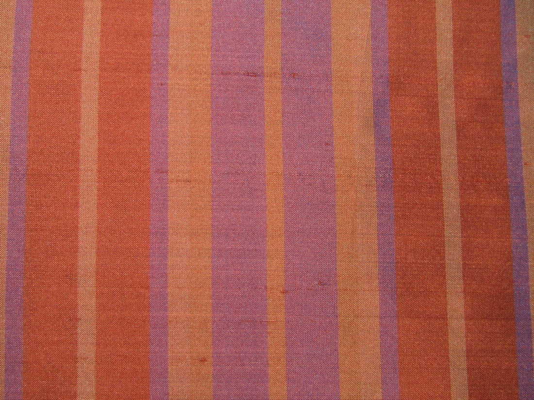 100% silk dupion brown purple rust stripes 54" wide sold by the yard DUPNEWS7[2]