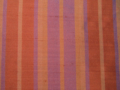 100% silk dupion brown purple rust stripes 54" wide sold by the yard DUPNEWS7[2]