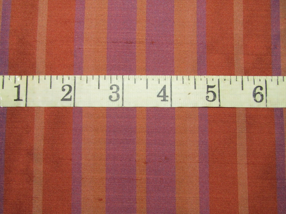 100% silk dupion brown purple rust stripes 54" wide sold by the yard DUPNEWS7[2]