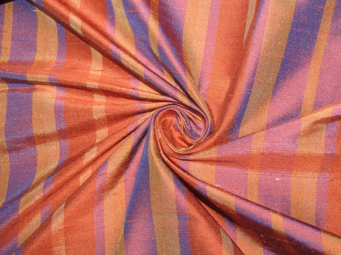 100% silk dupion brown purple rust stripes 54" wide sold by the yard DUPNEWS7[2]