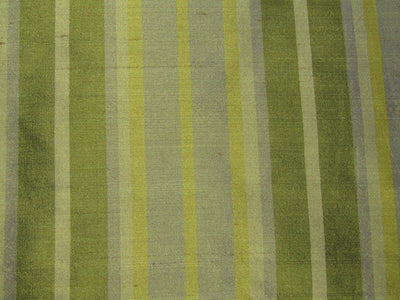 100% silk dupion green stripes 54&quot; wide sold by the yard