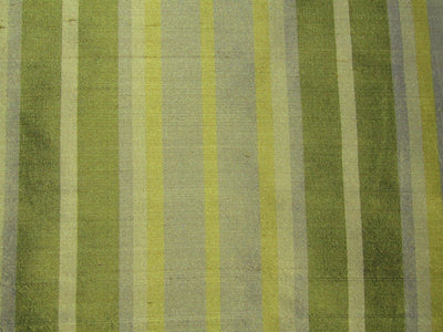 100% silk dupion green stripes 54&quot; wide sold by the yard