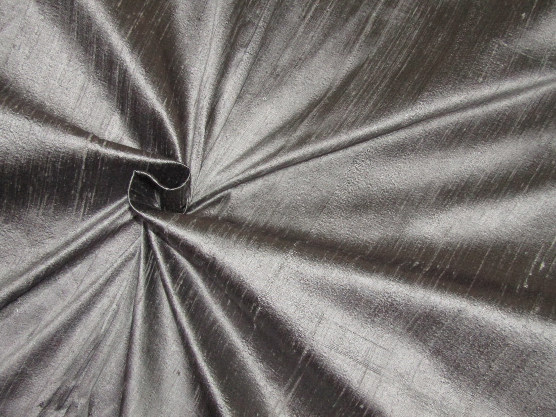 100% pure silk dupioni fabric dark grey 54" wide with slubs MM88[2]