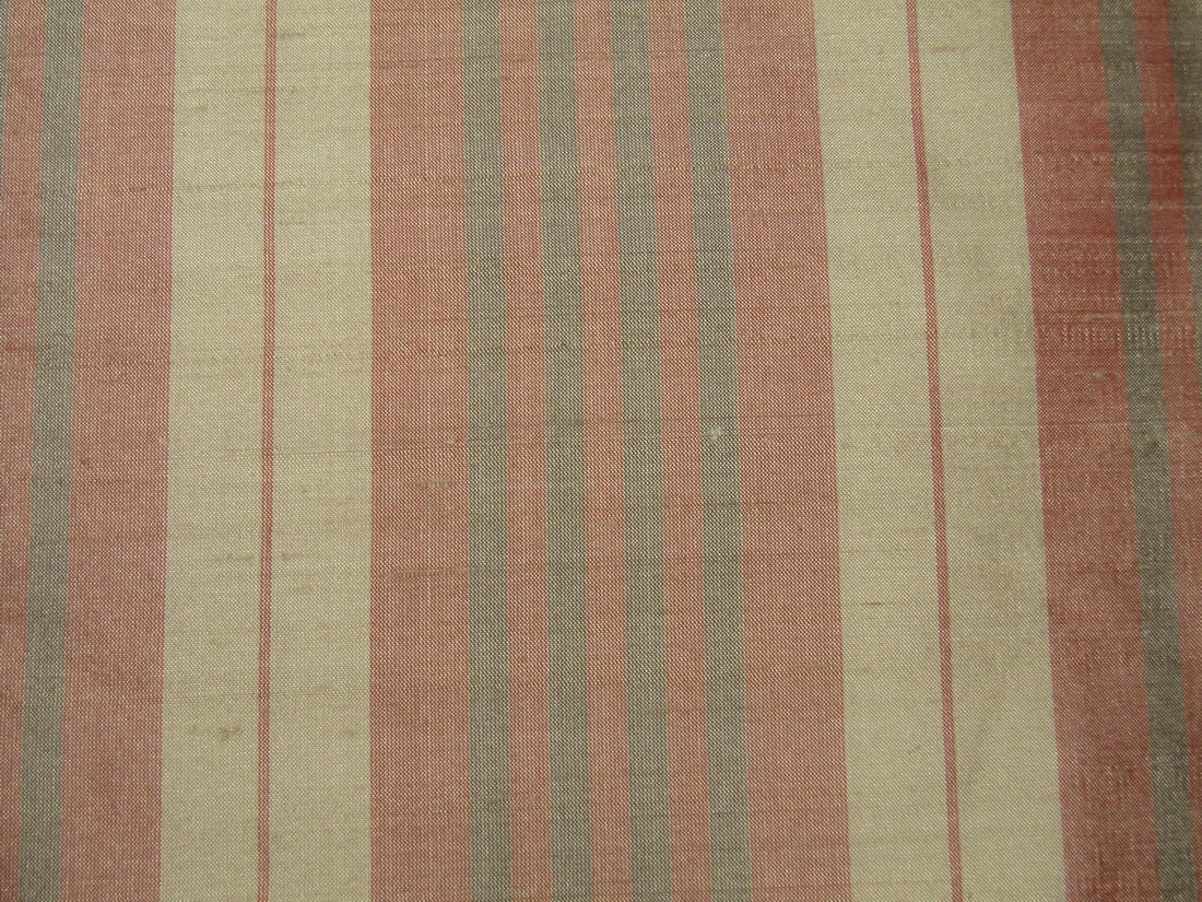 100% silk dupion dusty brown green and red stripes 54" wide sold by the yard DUPNEWS7[5]