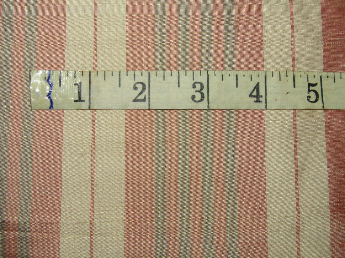 100% silk dupion dusty brown green and red stripes 54" wide sold by the yard DUPNEWS7[5]