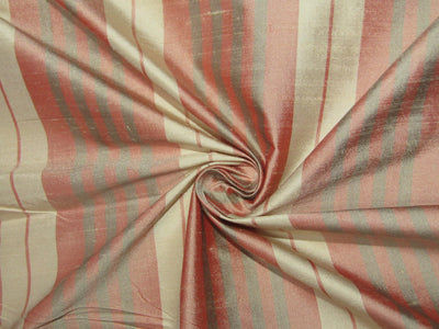 100% silk dupion dusty brown green and red stripes 54" wide sold by the yard DUPNEWS7[5]