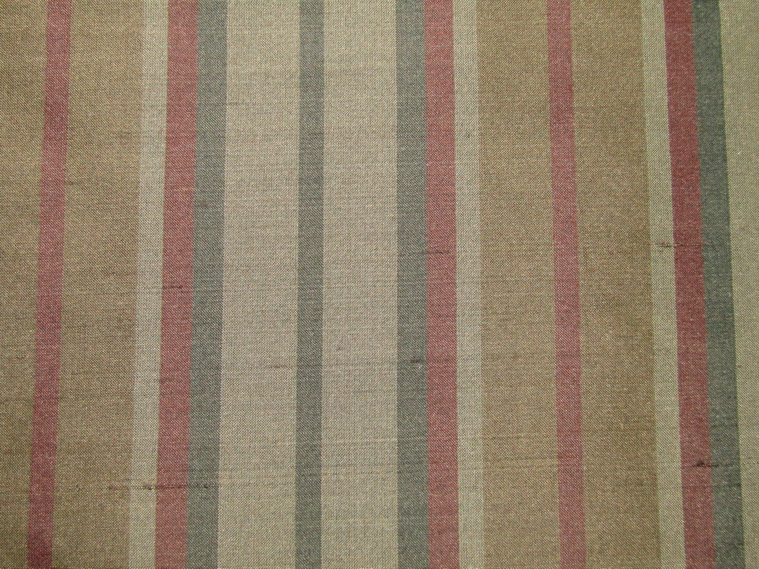 100% silk dupion dusty blue x green and red stripes 54" wide sold by the yard DUPNEWS7[5]