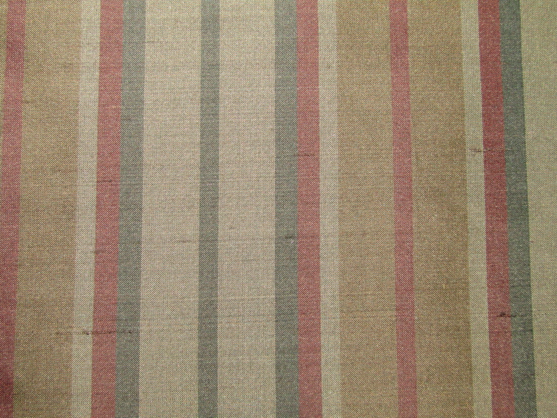 100% silk dupion dusty blue x green and red stripes 54" wide sold by the yard DUPNEWS7[5]