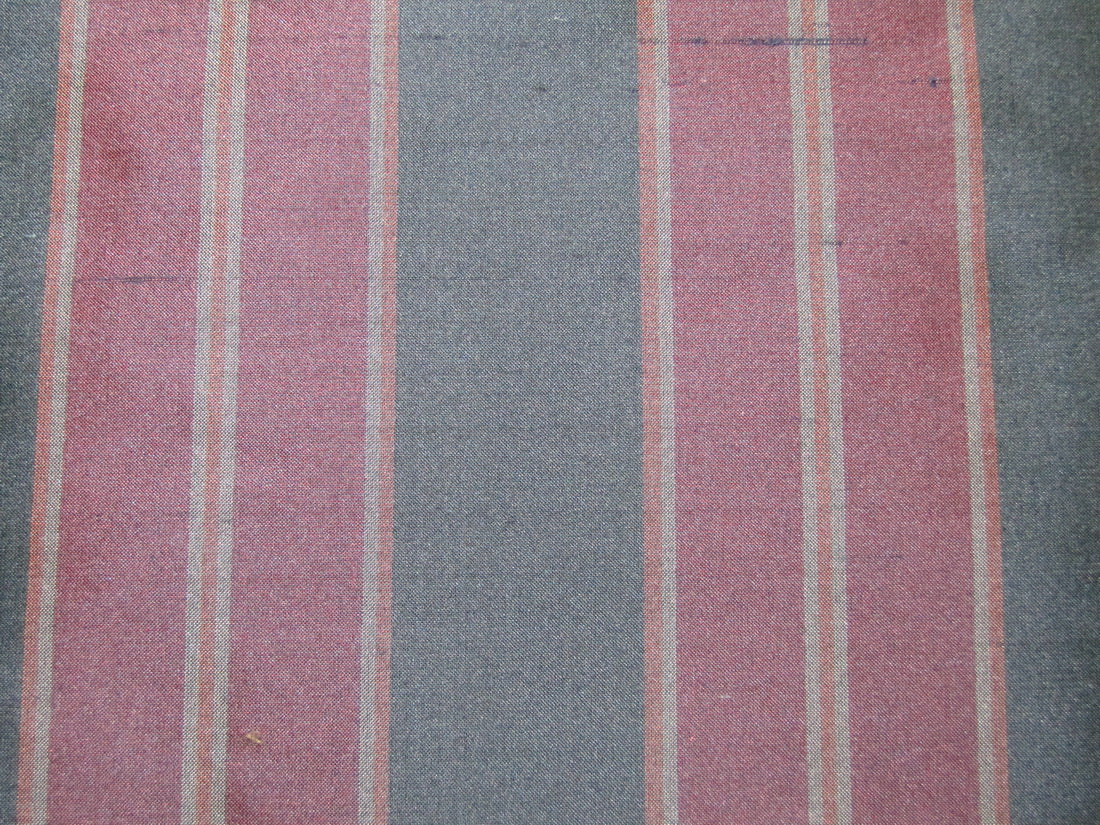 100% silk dupion dusty blue x green and red stripes 54" wide sold by the yard DUPNEWS7[6]