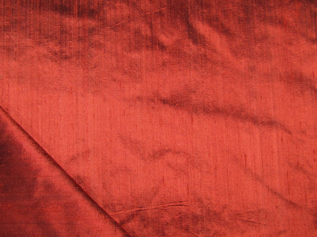 100% pure silk dupion fabric BRICK RED colour 54" wide with slubs MM88[5]