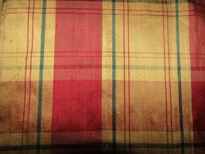 100% silk dupion multi color plaids fabric 54&quot; wide.