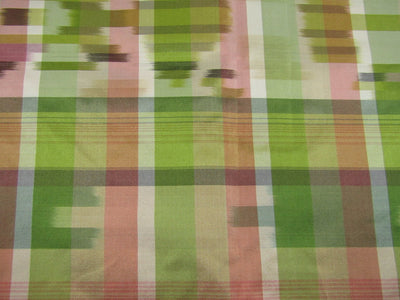 100% silk taffeta fabric pink and green PLAIDS 54&quot; wide sold by the yard