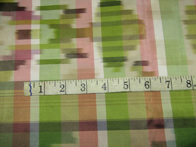 100% silk taffeta fabric pink and green PLAIDS 54&quot; wide sold by the yard