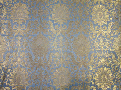 Brocade jacquard fabric blueish grey x gold 44&quot;wide