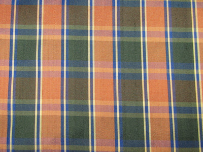 100% silk dupion brown green and blue Plaids fabric 54" wide DUPNEWC13[3]