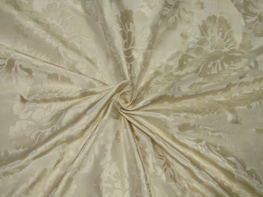 Silk taffeta jacquard fabric cream DAMASK TAFJ28c single length 3.70yds