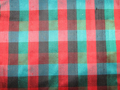 100% silk dupion multi color plaids fabric 54&quot; wide