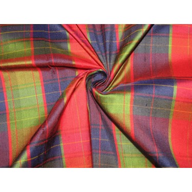 100% silk dupion multi color plaids fabric 54&quot; wide