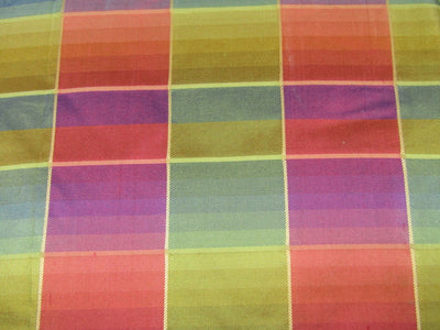 100% silk dupion bright multi colors and gold Plaids fabric 54" wide DUPNEWC19[4]