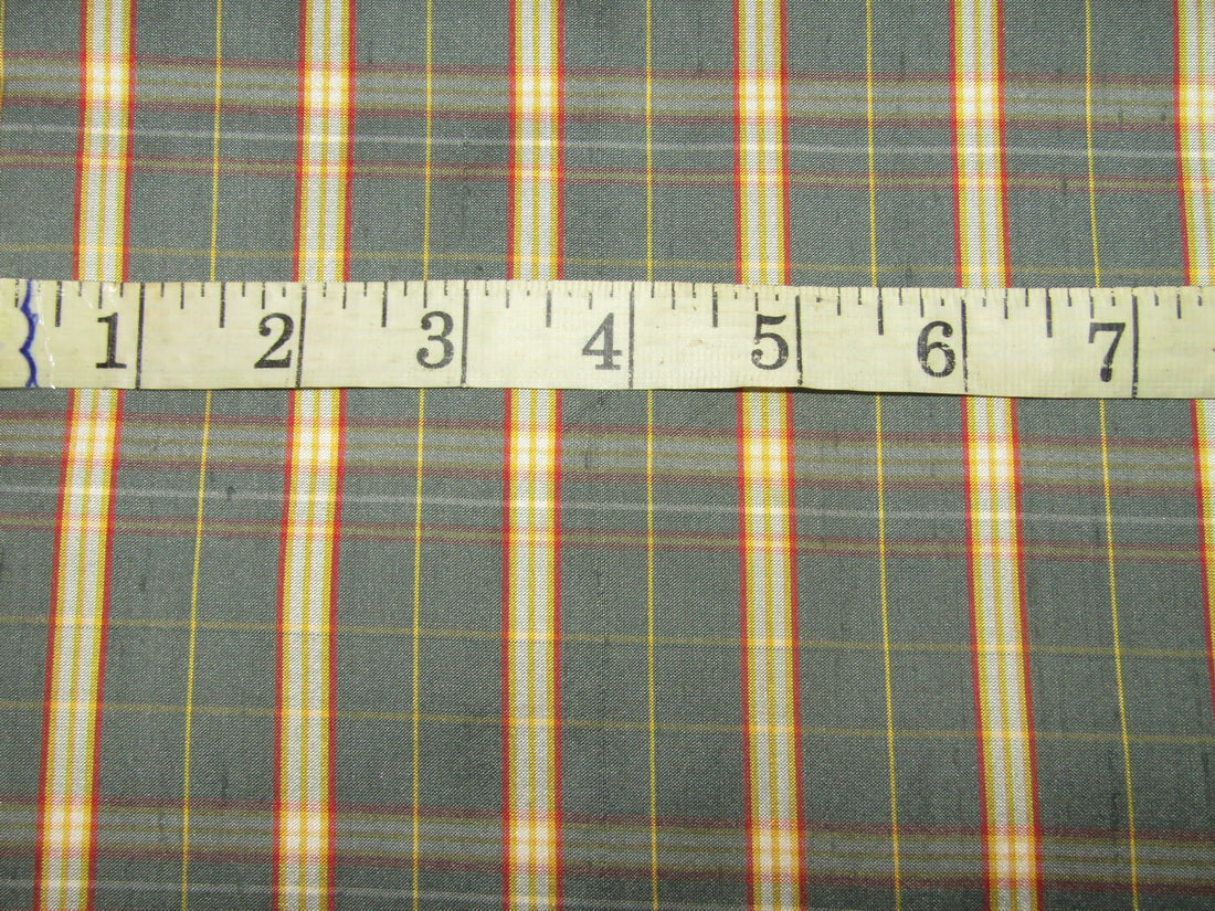 100% silk dupion green and red Plaids fabric 54&quot; wide