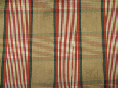 100% silk dupion gold and red Plaids fabric 54&quot; wide