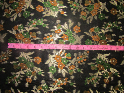 Brocade jacquard fabric 44" wide mustard/green floral with metalic gold BRO688[4]