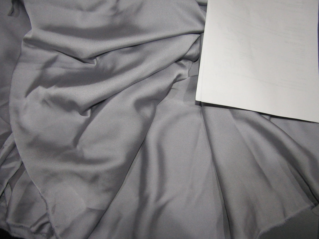 100% Silk LYCRA Satin fabric100 gms[27MM] 44&quot;WIDE - GREY