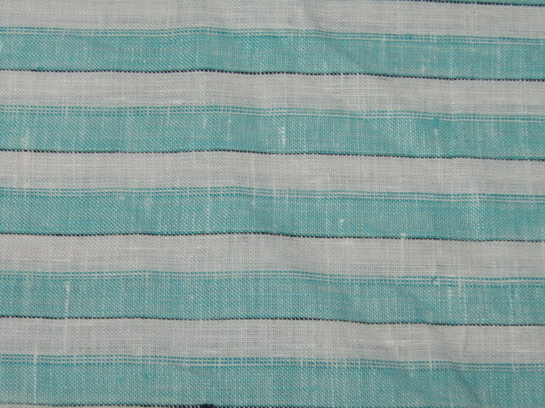 100% Linen Ivory and Green stripe 60's Lea Fabric 58" wide [10794]