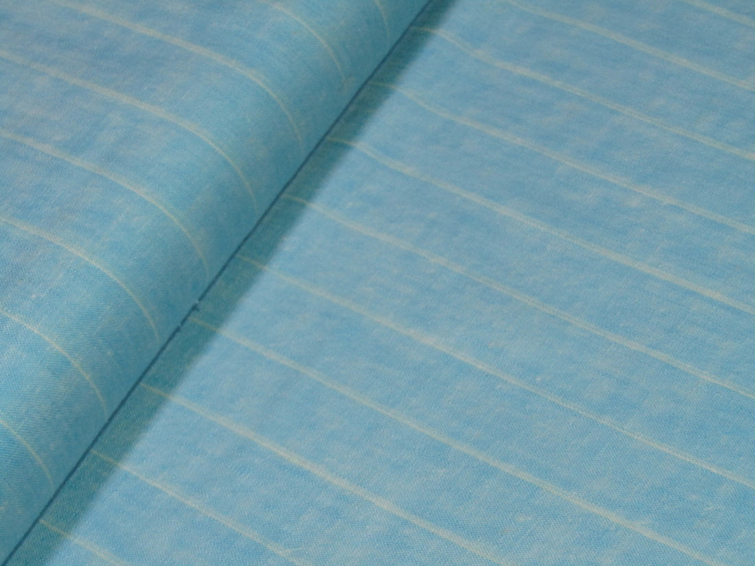 100% Linen Blue and Beige stripe 60's Lea Fabric 58" wide