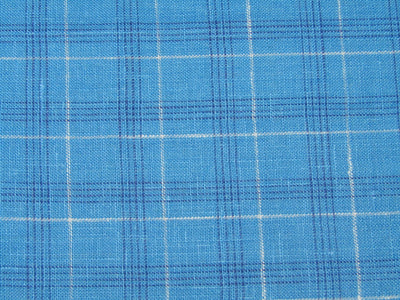 100% Linen Blue plaids 60's Lea Fabric 58" wide [10801]