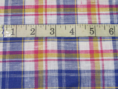 100% Linen Multi Color Plaids 60's Lea Fabric 58" wide [10805]