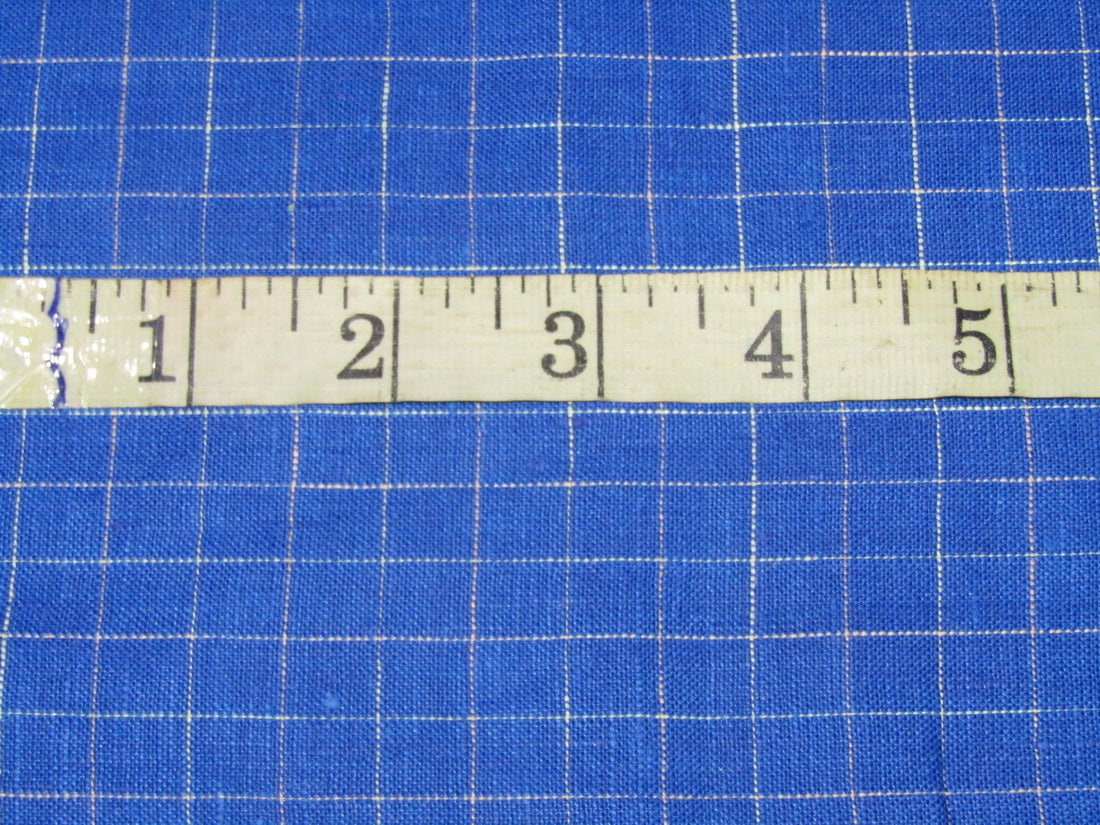 100% Linen Blue plaids 60's Lea Fabric 58" wide [10807]