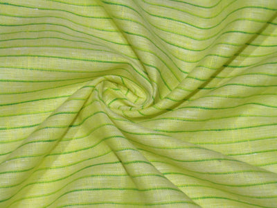 100% Linen Lemon Yellow and Green stripe 60's Lea Fabric 58" wide [10811]