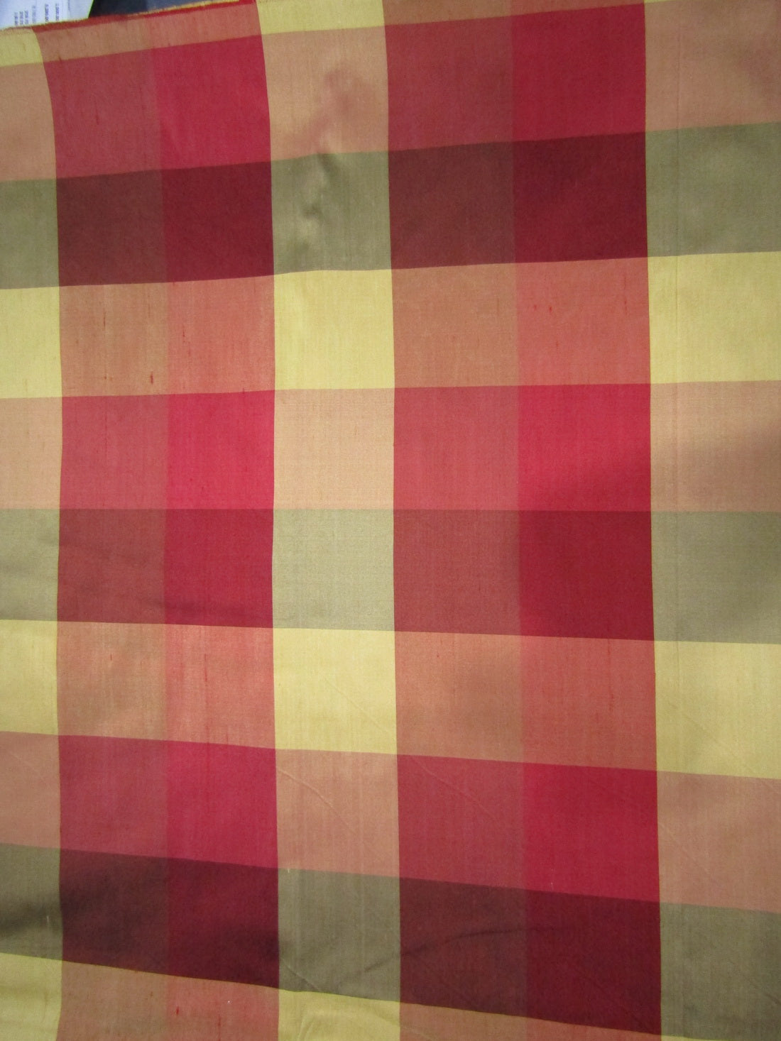 100% PURE SILK DUPIONI multi color shades of reds, rusty reds, golds & more FABRIC PLAIDS 54" wide DUPC111[3]