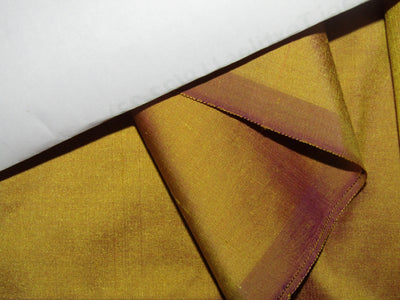 100% PURE SILK DUPIONI FABRIC YELLOW X PURPLE [DEEP MUSTARD] COLOR 54" WIDE DUP376[2]