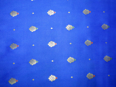100% Silk Brocade Fabric Blue x Metallic Gold color 44" wide BRO772A[4]