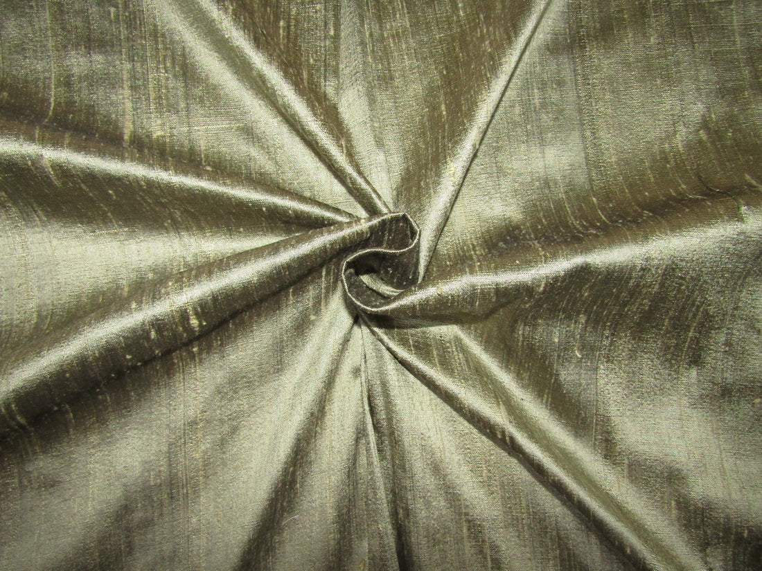 100% pure silk dupioni fabric gold x black=olive colour 54" wide with SLUBS MM90[1]