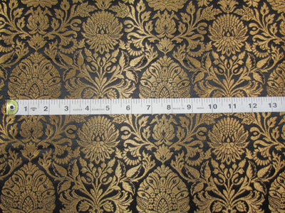 Silk Brocade fabric Black x metallic gold color 44 wide BRO776[4] –