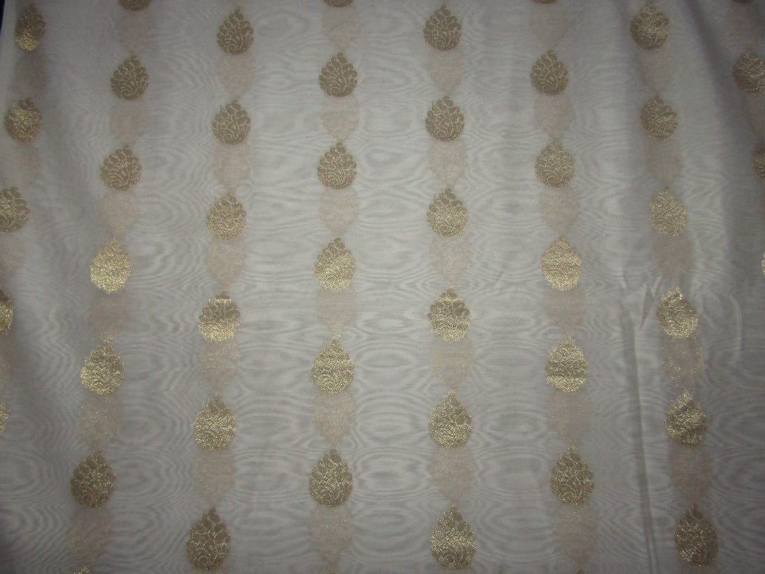 Pure Silk Cotton Chanderi Fabric Natural ivory x metallic gold 44'' wide by the yard