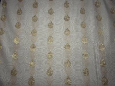 Pure Silk Cotton Chanderi Fabric Natural ivory x metallic gold 44'' wide by the yard