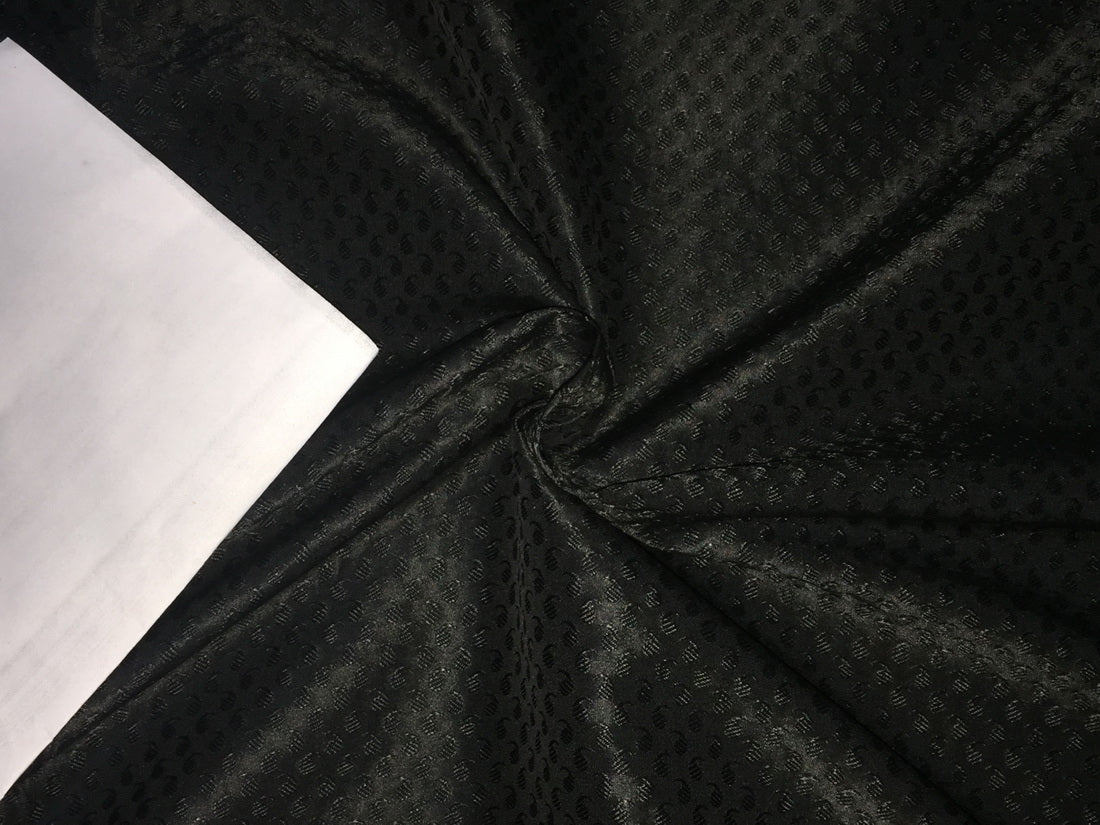 SPUN SILK BROCADE FABRIC BLACK 44" BRO257[3]