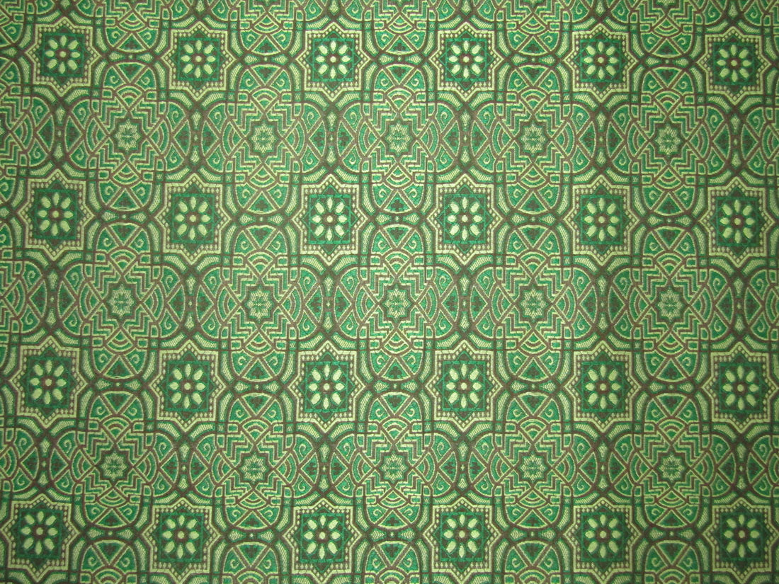 VESTMENT Brocade JACQUARD fabric 44" wide GREEN X BLACK color BRO694[4]