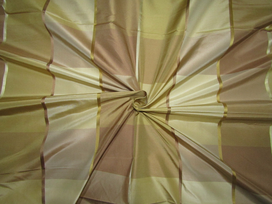 silk taffeta 4 x 4" plaids w/satin stripes shades of gold 54" wide TAF#CS6[2]
