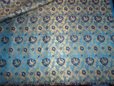 Silk Brocade fabric Ocean Blue metallic gold color 44" wide BRO777[2]