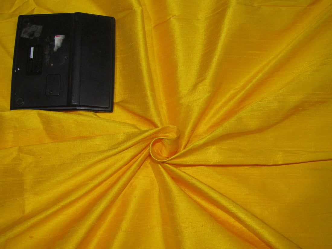 100% Pure SILK Dupion FABRIC BRIGHT YELLOW color 54"wide with slubs MM90[3]