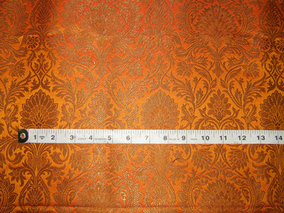 Silk Brocade fabric mango x red with gold metallic 44" wide BRO589[4]